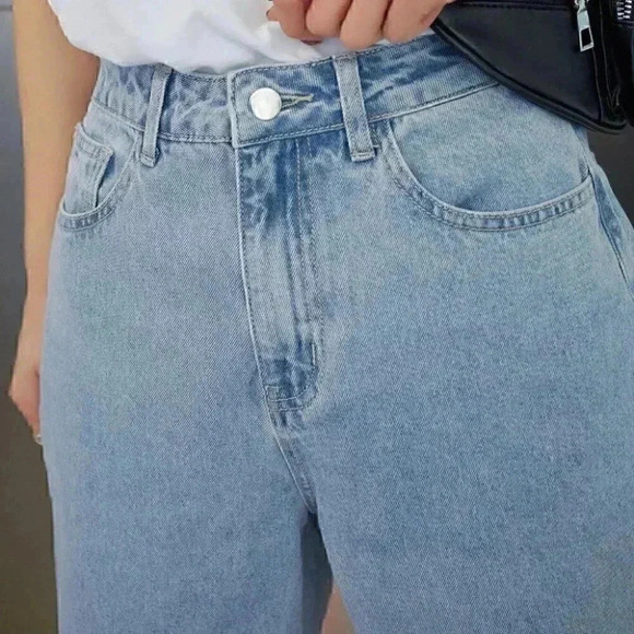 Casual Wide Leg Jeans Light Wash Blue - Picture 4 of 5